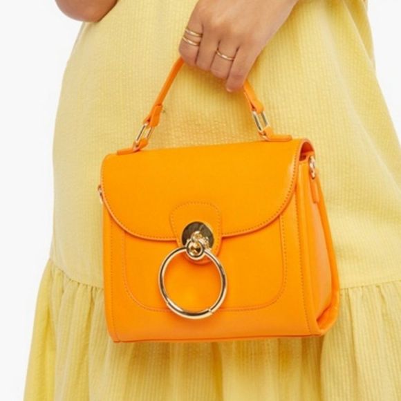 JustFab Handbags - NEW Doorknocker Crossbody Bag in Orange with Gold Hardware